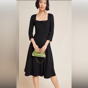 NWOT MAEVE Anthropologie Jocelyn Midi Dress Black/Noir size XS